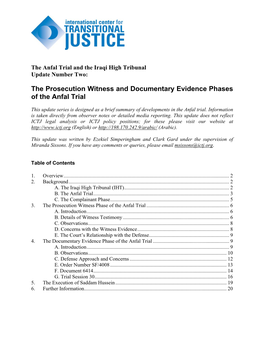 The Prosecution Witness and Documentary Evidence Phases of the Anfal Trial