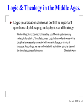 Logic & Theology in the Middle Ages