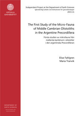 The First Study of the Micro-Fauna of Middle Cambrian Olistoliths in The