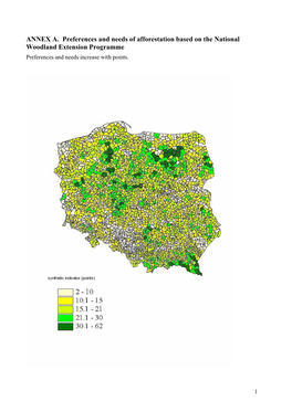 ANNEX A. Preferences and Needs of Afforestation Based on the National Woodland Extension Programme Preferences and Needs Increase with Points