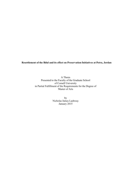 Resettlement of the Bdul and Its Effect on Preservation Initiatives at Petra, Jordan