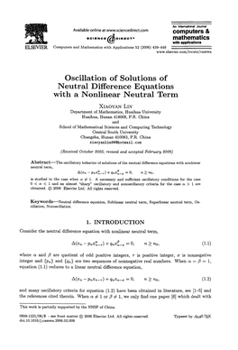 Oscillation of Solutions of Neutral Difference Equations with a Nonlinear Neutral Term