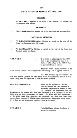 157- Ninth Sitting on Monday 9