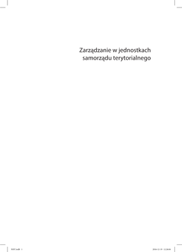 Zarządzanie W Jednostkach Samorządu Terytorialnego