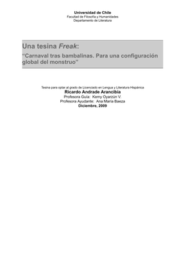 Una Tesina Freak: “Carnaval Tras Bambalinas