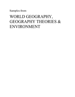 World Geography, Geography Theories & Environment