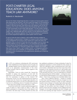 Post-Charter Legal Education: Does Anyone Teach Law Anymore?