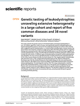 Genetic Testing of Leukodystrophies Unraveling Extensive Heterogeneity