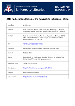 221 Ams Radiocarbon Dating of the Fengxi Site In