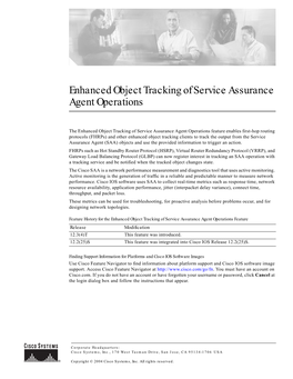 Enhanced Object Tracking of Service Assurance Agent Operations