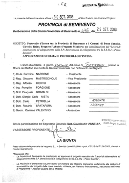 La Giunta Provinciale Di Benevento N