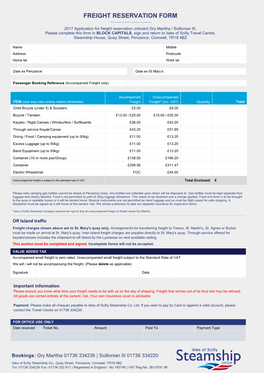 Freight Reservation Form