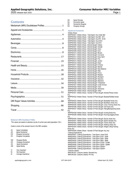 Contents SA Somewhat Agree SD Somewhat Disagree Mediamark (MRI) Doublebase Profiles