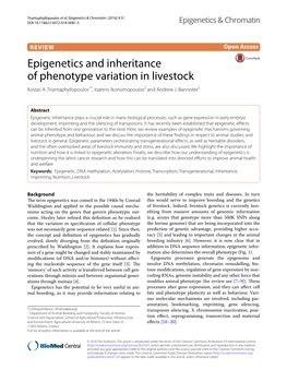 Epigenetics and Inheritance of Phenotype Variation in Livestock Kostas A