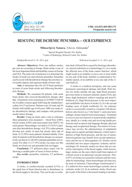 RESCUING the ISCHEMIC PENUMBRA — OUR EXPIRIENCE 125 from January 2010 to October 2012