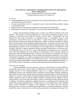 FUNCTIONAL ASSESSMENT and REHABILITATION of the EQUINE AXIAL SKELETON Kevin K