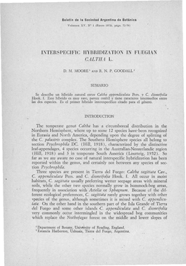 Interspecific Hybridization in Feegian Caltiia L