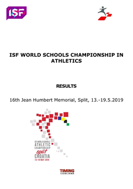 Isf World Schools Championship in Athletics