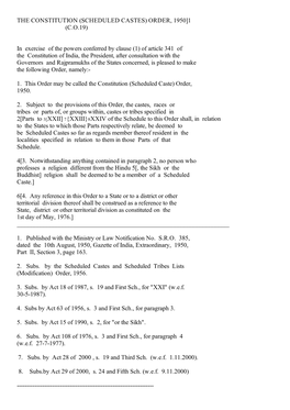 Scheduled Castes) Order, 1950]1 (C.O.19)