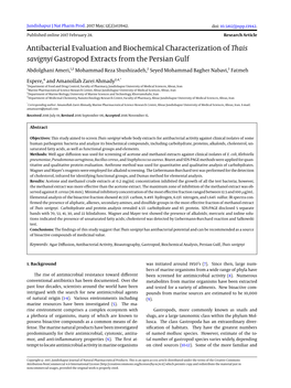 Antibacterial Evaluation and Biochemical Characterization Of