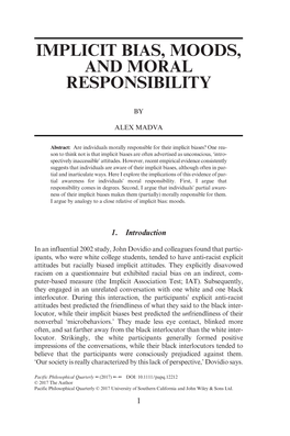 Implicit Bias, Moods, and Moral Responsibility