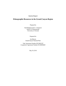 Ethnographic Resources in the Grand Canyon Region