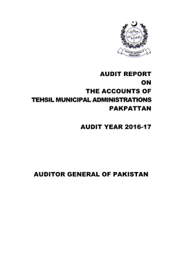 Audit Report on the Accounts of Tehsil Municipal Administrations Pakpattan