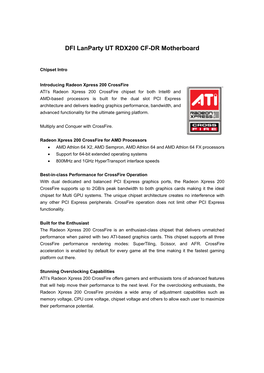 DFI Lanparty UT RDX200 CF-DR Motherboard