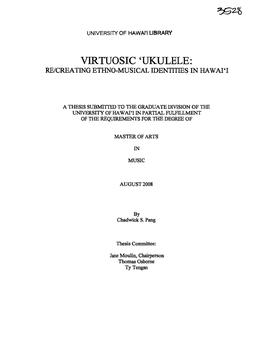 Ukulele: Re/Creating Ethno·Musical Identities in Hawai'i