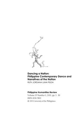 Philippine Contemporary Dance and Narratives of the Nation Ruth Jordana Luna Pison