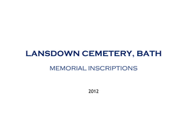 Lansdown Cemetery, Bath