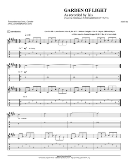 Garden of Light Guitar Tab