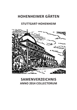 Hohenheimer Gärten Samenverzeichnis