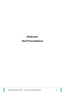 Abstracts: Oral Presentations