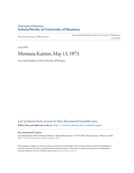 Montana Kaimin, May 15, 1975 Associated Students of the University of Montana