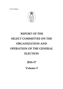 Election 2016; and to Make Recommendations for Future Practice in Elections to the House of Keys and to Report No Later Than the April 2017 Sitting of Tynwald