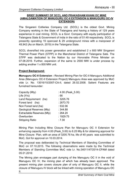 Annexure - III Singareni Collieries Company Limited