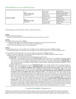 EDITED PEDIGREE for 2018 out of PORTHGAIN (GB)