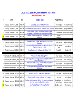 Schedule of Virtual Conference Sessions.Xlsx