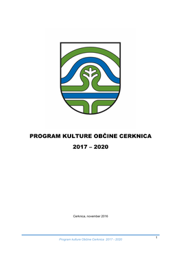 Program Kulture Občine Cerknica 2017 – 2020