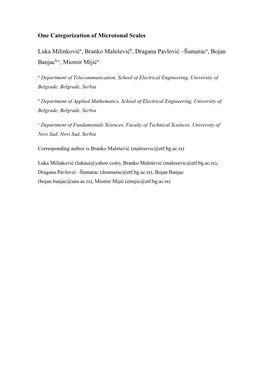 One Categorization of Microtonal Scales