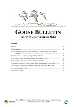 Goose Bulletin Issue 19 – November 2014