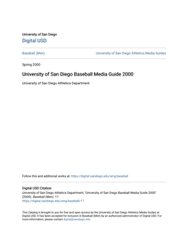 University of San Diego Baseball Media Guide 2000