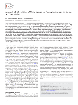 Ambush of Clostridium Difficile Spores by Ramoplanin