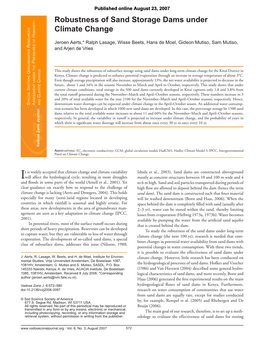 Robustness of Sand Storage Dams Under Climate Change UMANITY H OF