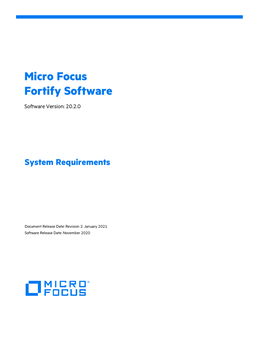 Micro Focus Fortify Software System Requirements