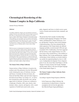 Chronological Reordering of the Yuman Complex in Baja California