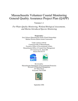 Massachusetts Volunteer Coastal Monitoringgeneral Quality