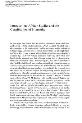 African Studies and the Classification of Humanity