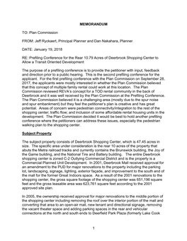 Prefiling Conference for the Rear 10.79 Acres of Deerbrook Shopping Center to Allow a Transit Oriented Development